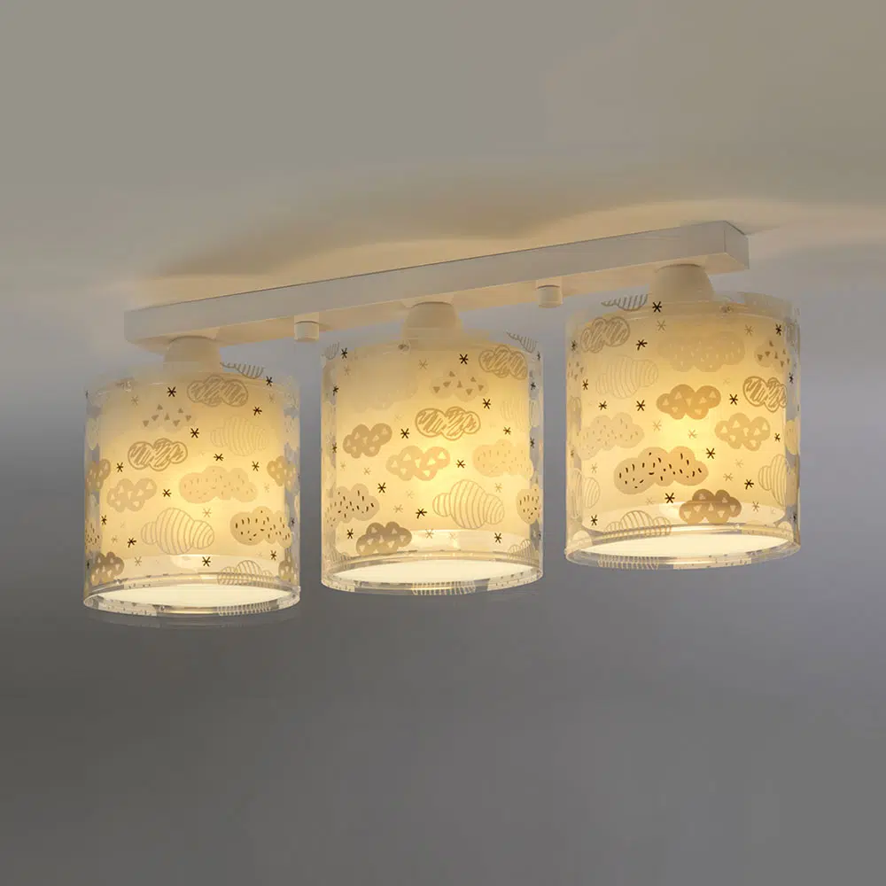 Clouds Gray τρίφωτο παιδικό φωτιστικό οροφής