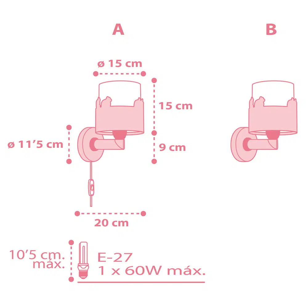 Sweet Love Pink παιδικό φωτιστικό απλίκα τοίχου