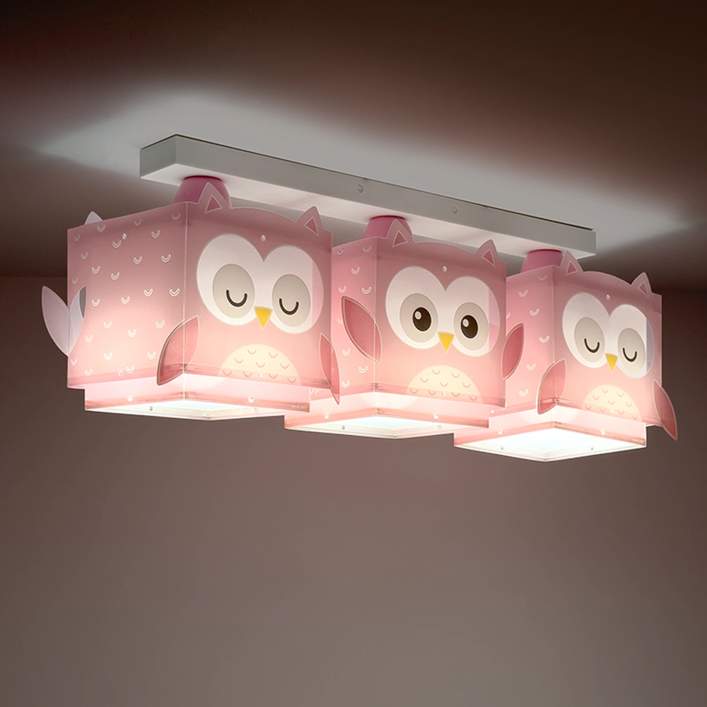 Little Owl Pink τρίφωτο φωτιστικό οροφής